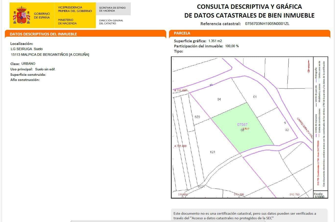 Działka budowlana na sprzedaż w Malpica de Bergantinos - 74 999 € (Ref: 9383417)
