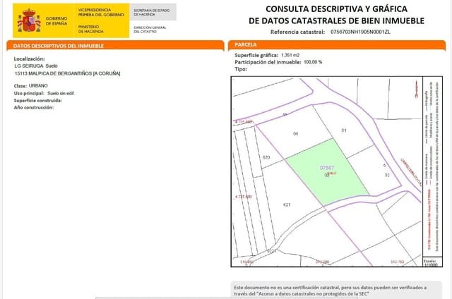 Building Plot for sale in Malpica de Bergantiños - € 74,999 (Ref: 9383417)