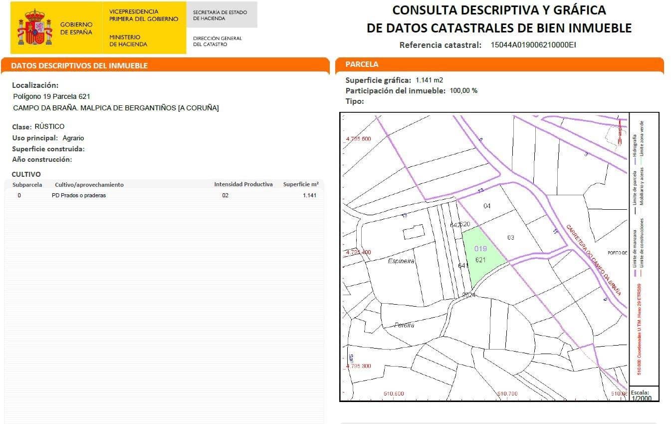 Działka budowlana na sprzedaż w Malpica de Bergantinos - 74 999 € (Ref: 9383417)