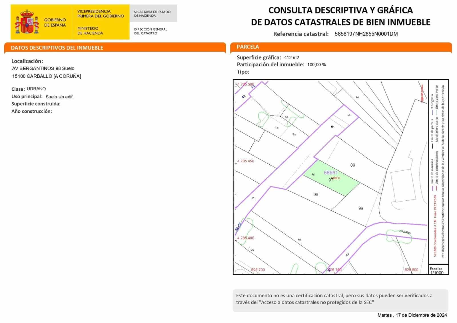 Bouwgrond te koop in Carballo - € 63.000 (Ref: 9383444)