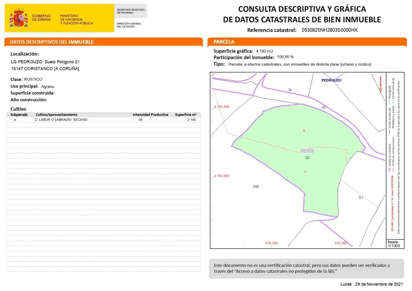 Solar/Parcela en Coristanco en venta - 35.000 € (Ref: 9383459)
