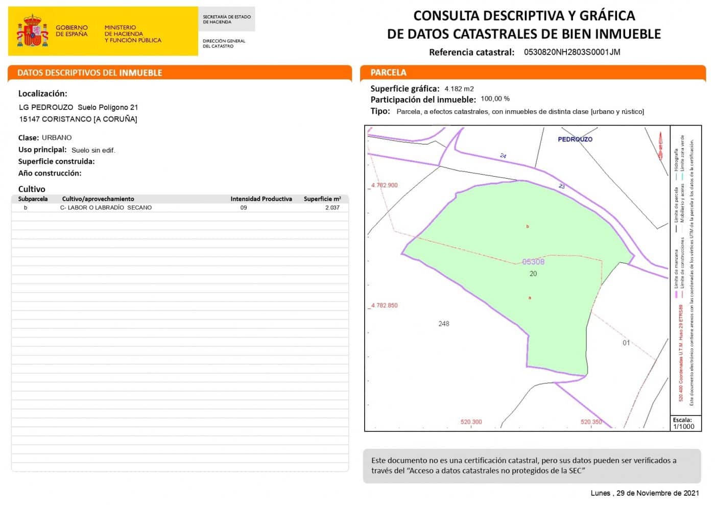 Solar/Parcela en Coristanco en venta - 35.000 € (Ref: 9383459)