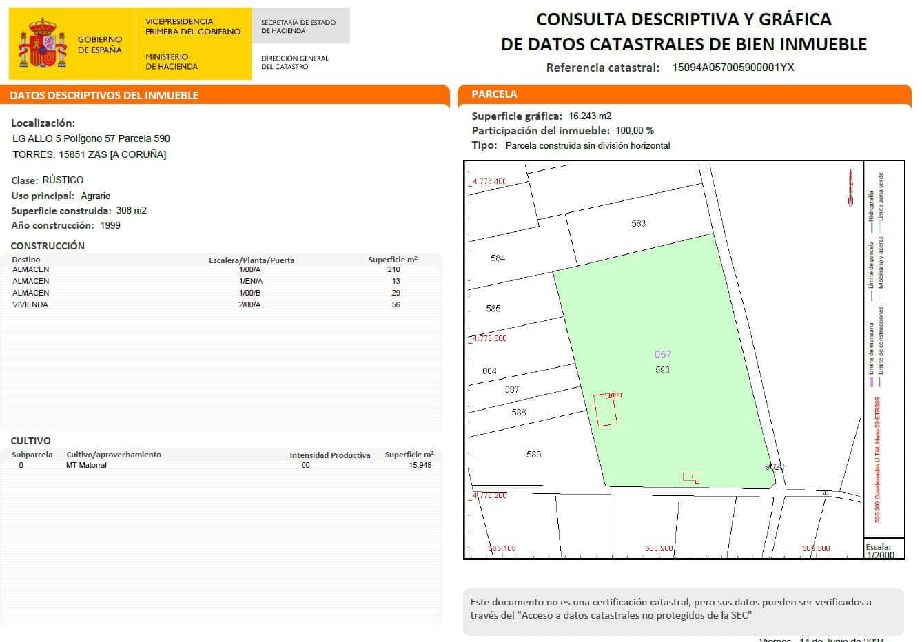 Teren niezagospodarowany na sprzedaż w Baio - 290 000 € (Ref: 9383472)