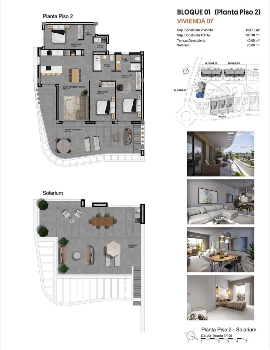 3 soveværelse Penthouse til salg i Finestrat med swimmingpool garage - € 580.000 (Ref: 10025187)