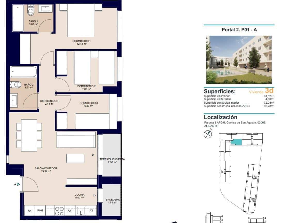 3 sovrum Lägenhet till salu i Alicante stad med pool garage - 288 000 € (Ref: 9525112)