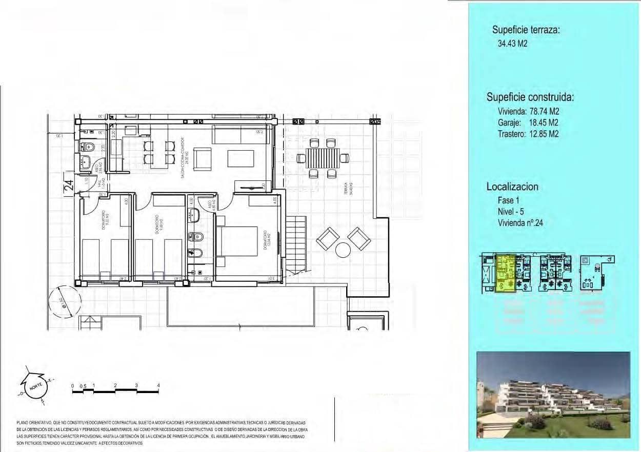 3 soverom Penthouse til salgs i Vera med svømmebasseng garasje - € 388 000 (Ref: 9611166)