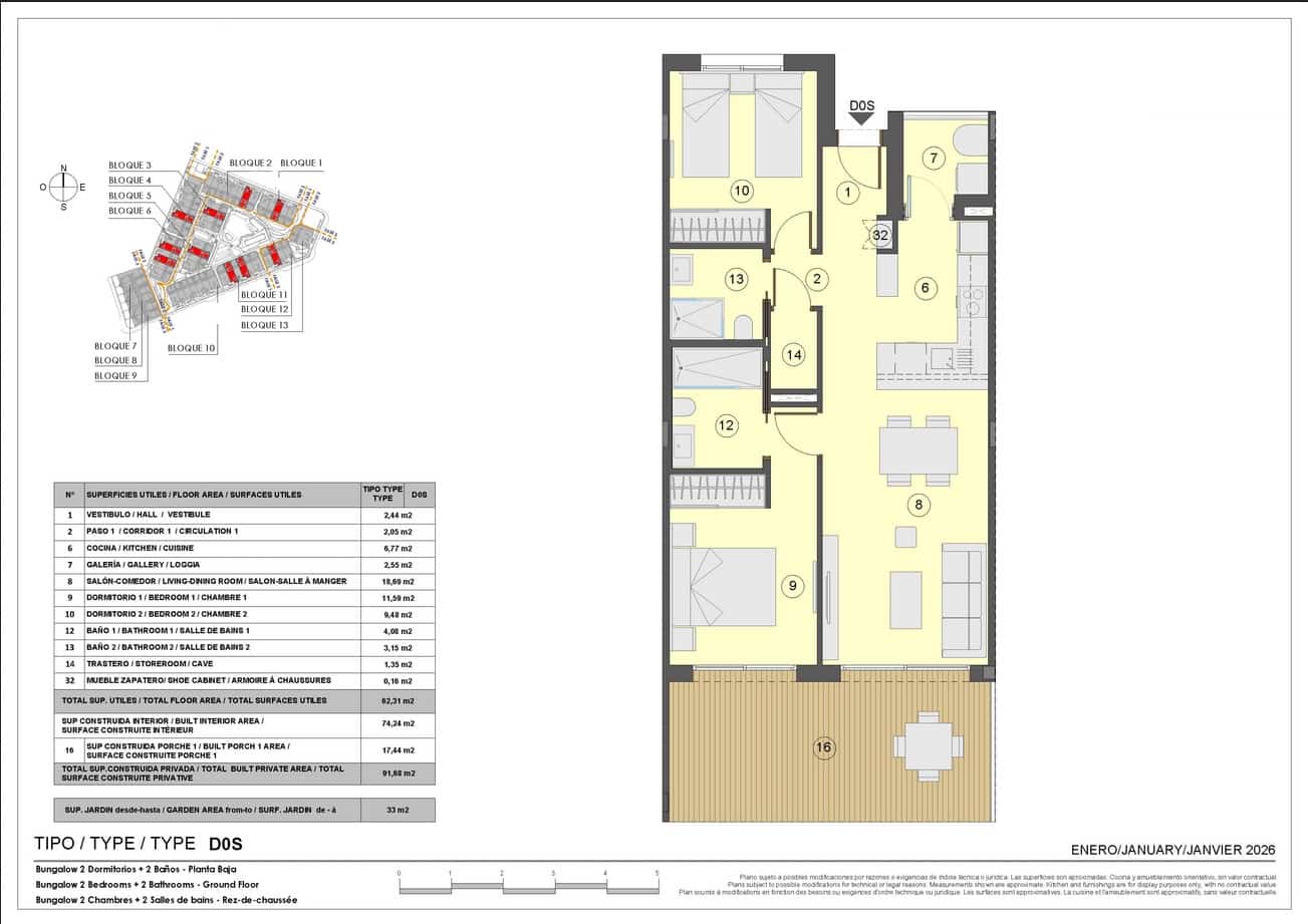 2 bedroom Apartment for sale in Los Balcones with pool - € 315,000 (Ref: 9720608)