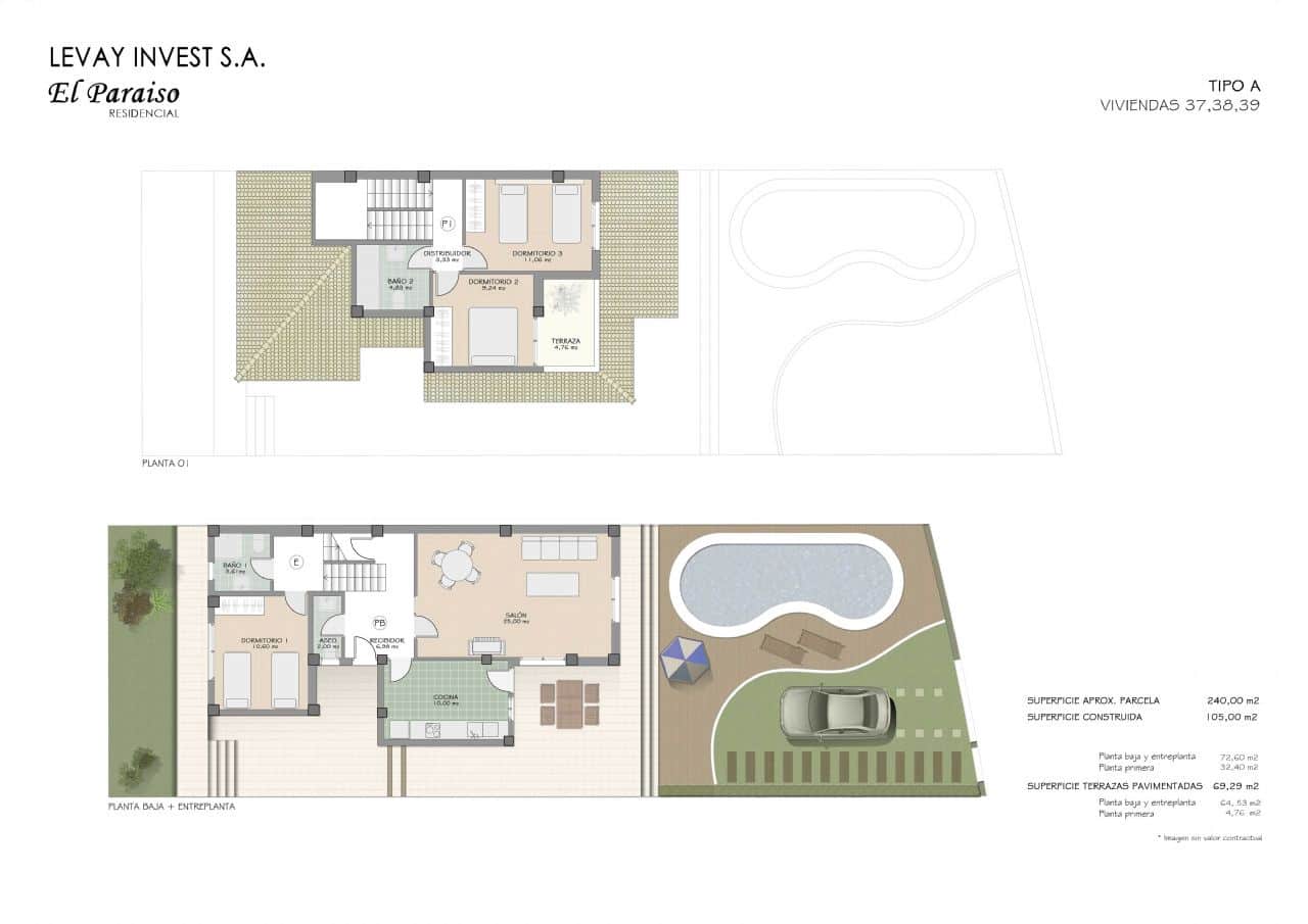 Pareado de 3 habitaciones en Aguas de Busot / Aigües en venta con piscina garaje - 199.900 € (Ref: 9912512)