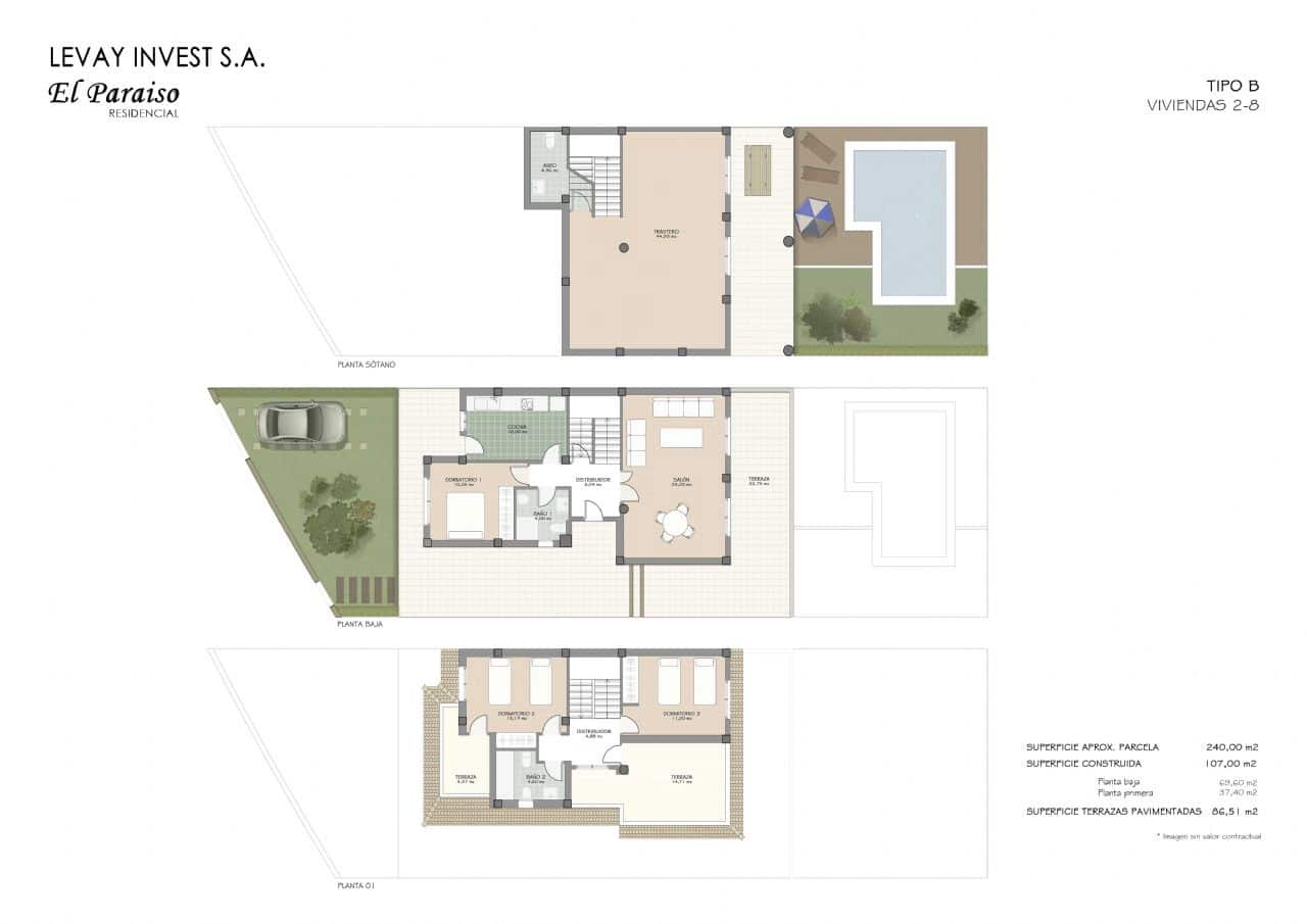 Pareado de 3 habitaciones en Aguas de Busot / Aigües en venta con piscina garaje - 199.900 € (Ref: 9912512)