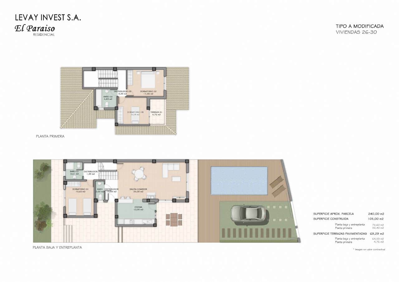 Pareado de 3 habitaciones en Aguas de Busot / Aigües en venta con piscina garaje - 199.900 € (Ref: 9912512)