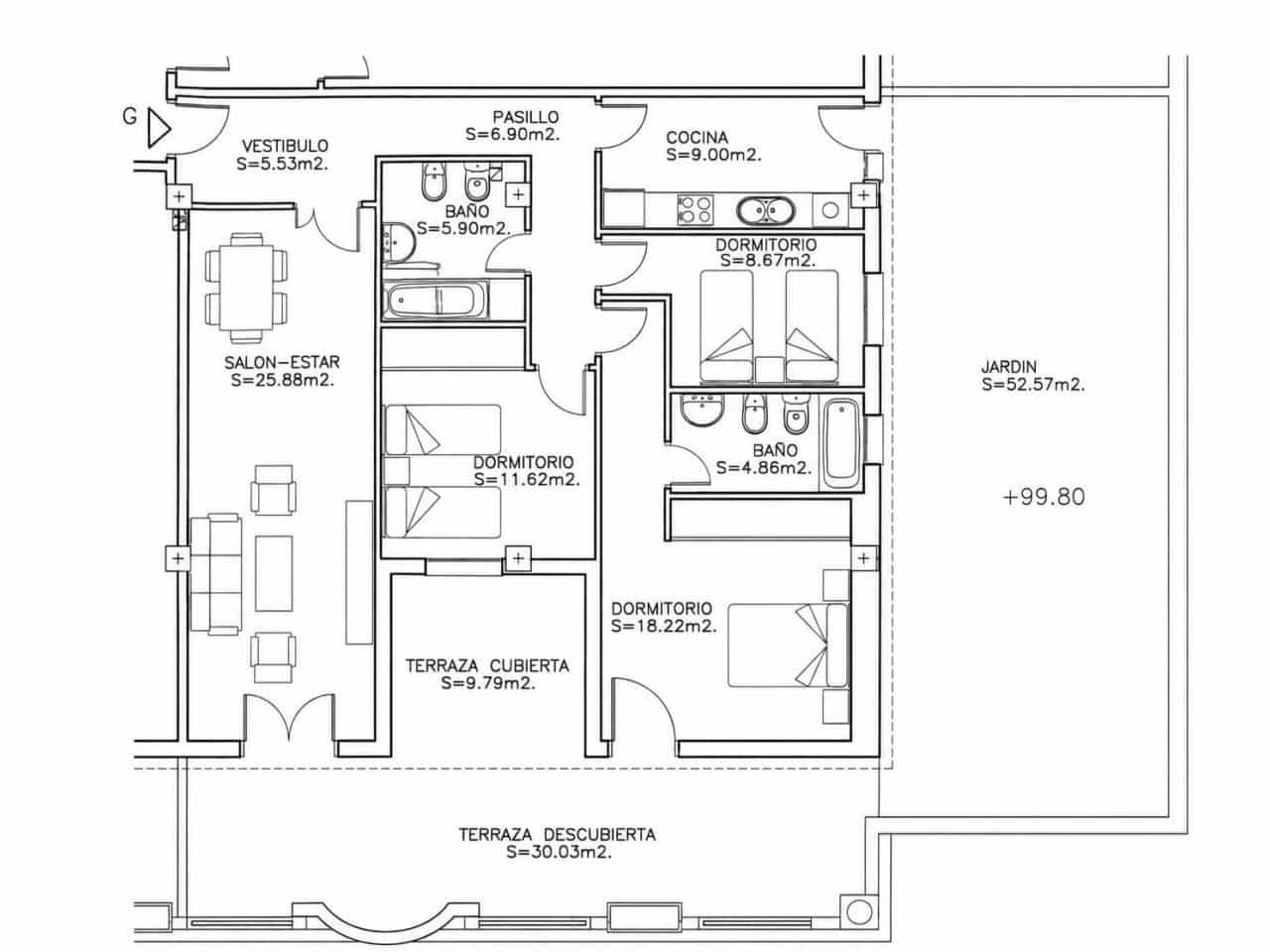 3 sovrum Lägenhet till salu i Malaga stad med pool garage - 660 000 € (Ref: 9909879)