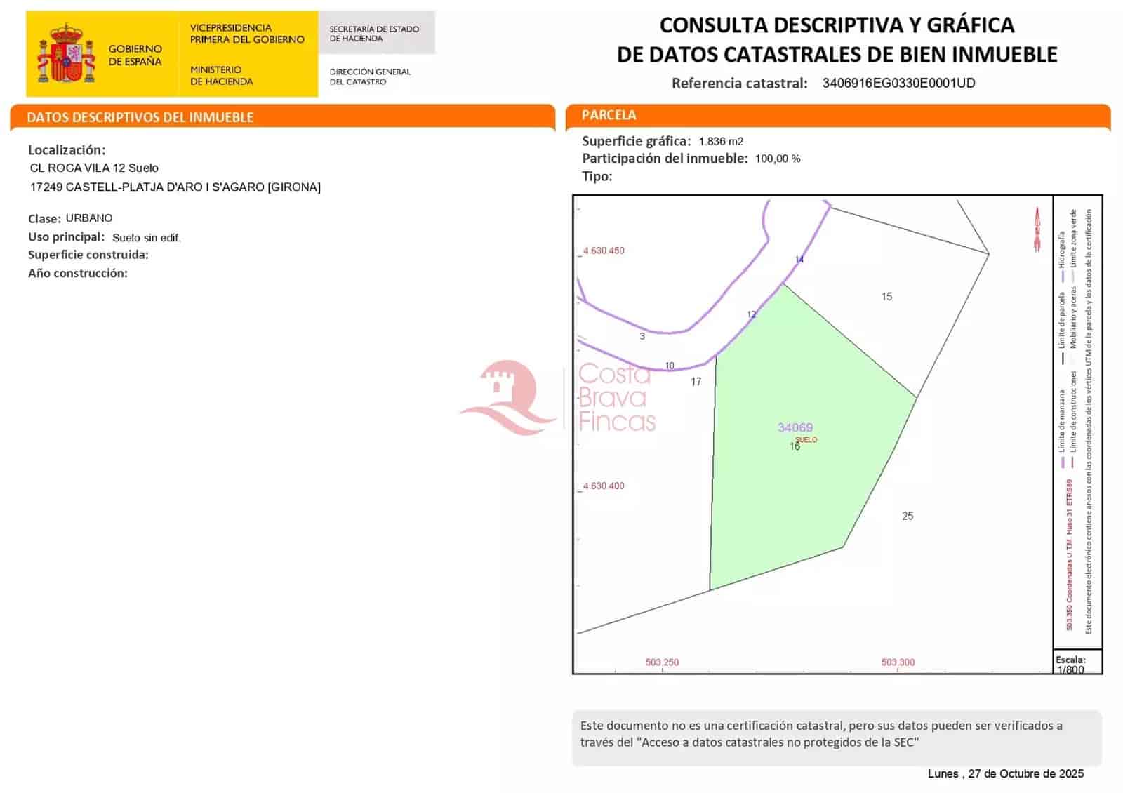 Mark till salu i Platja d'Aro - 220 000 € (Ref: 9359048)