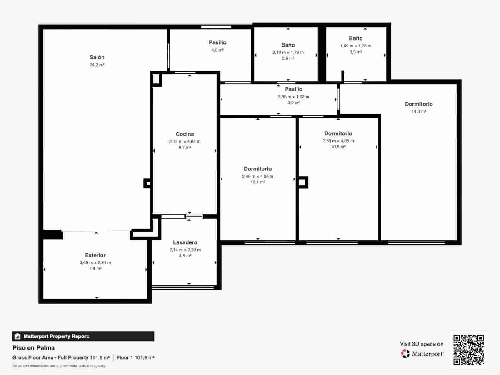3 makuuhuone Asunto myytävänä paikassa Palma de Mallorca - 385 000 € (Ref: 9701586)