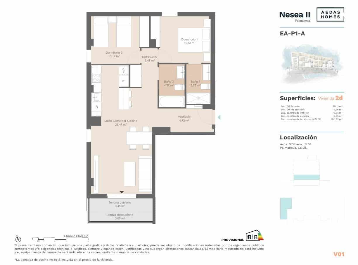 Piso de 2 habitaciones en Palmanova en venta con piscina garaje - 540.000 € (Ref: 9975373)