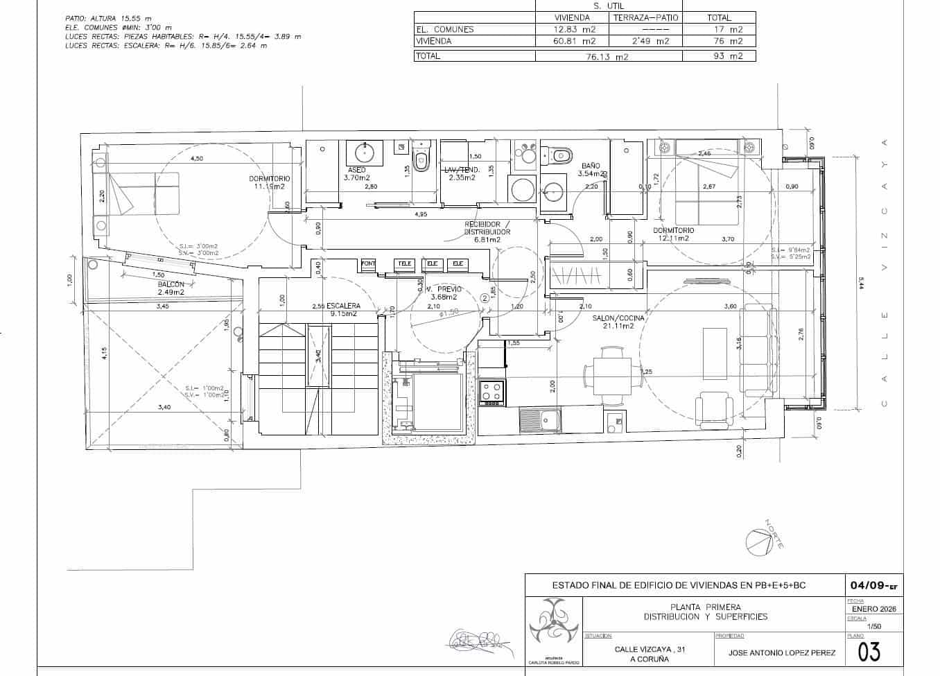 2 quarto Apartamento para venda em Corunha cidade - 302 500 € (Ref: 9855615)