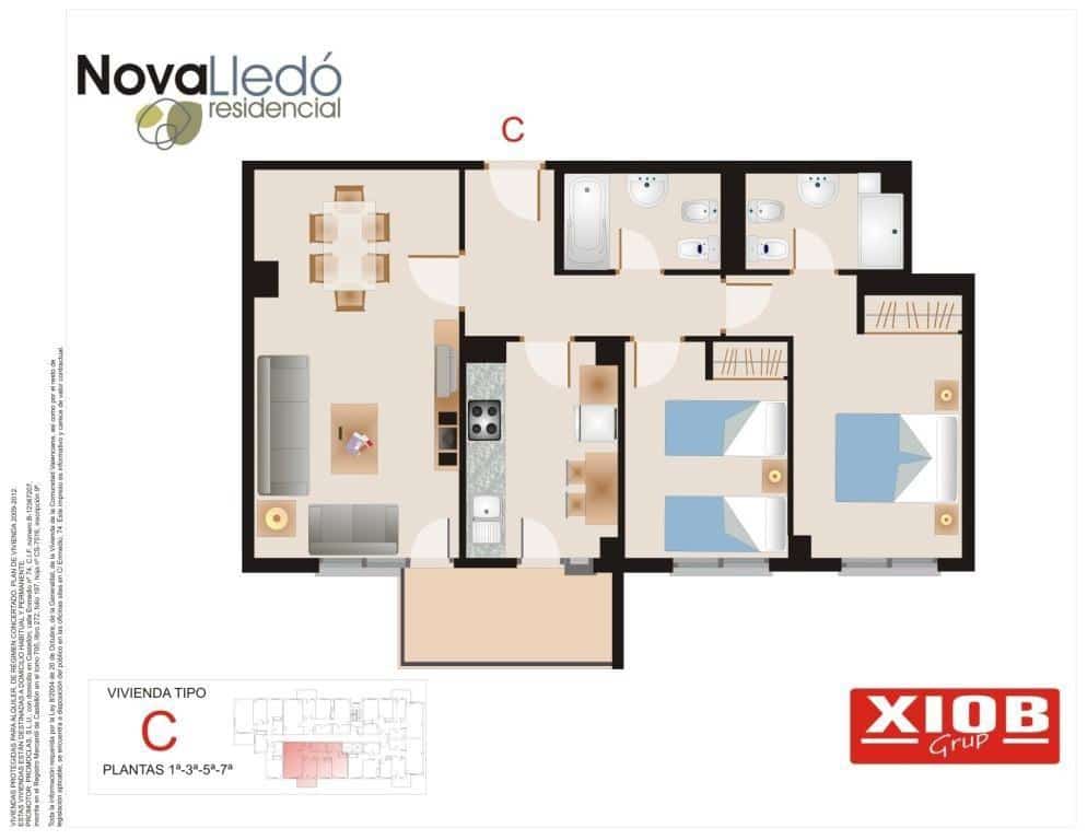 2 bedroom Flat for rent in Castello de la Plana with garage - € 750 (Ref: 9648277)