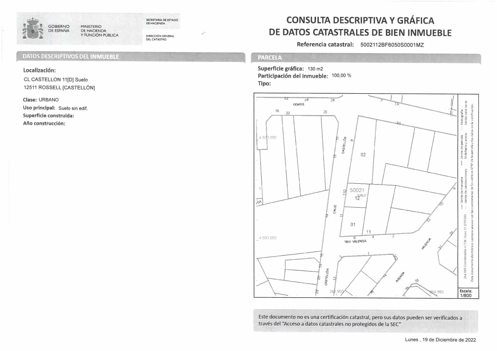 Solar/Parcela en Rossell en venta - 11.000 € (Ref: 7394351)