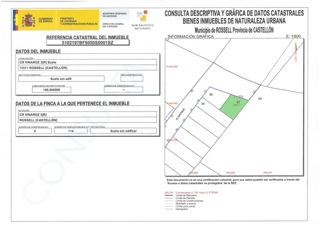 Tomt till salu i Rossell - 55 000 € (Ref: 9610196)