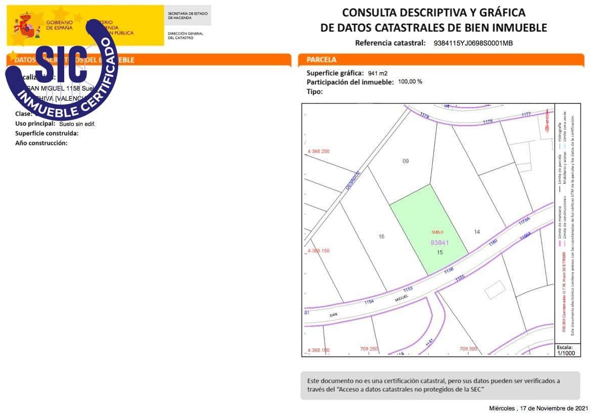 Byggetomt til salgs i Chiva - € 80 000 (Ref: 6670599)