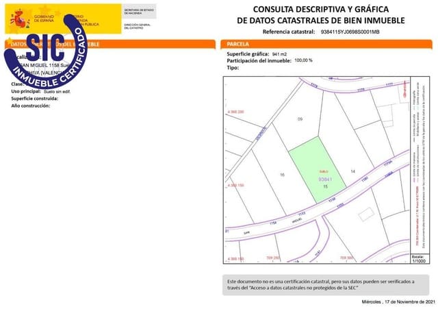 Tontti myytävänä paikassa Chiva - 80 000 € (Ref: 6670599)