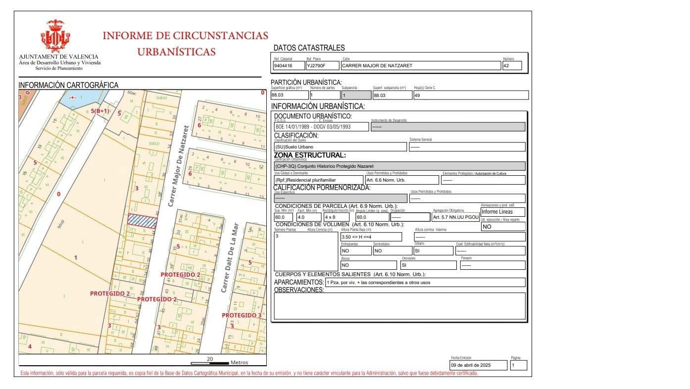 Tomt till salu i Valencia stad - 140 000 € (Ref: 8233501)