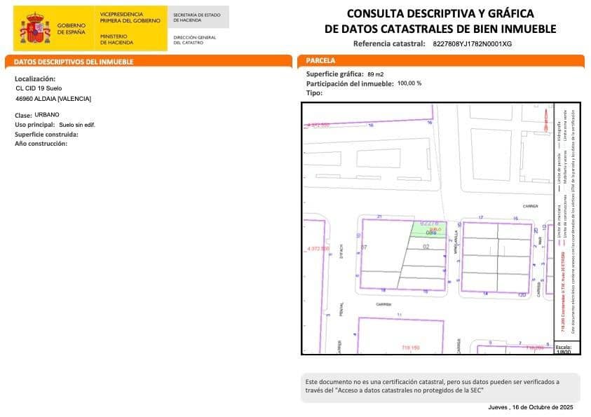 Bouwgrond te koop in Aldaia - € 72.000 (Ref: 9513561)