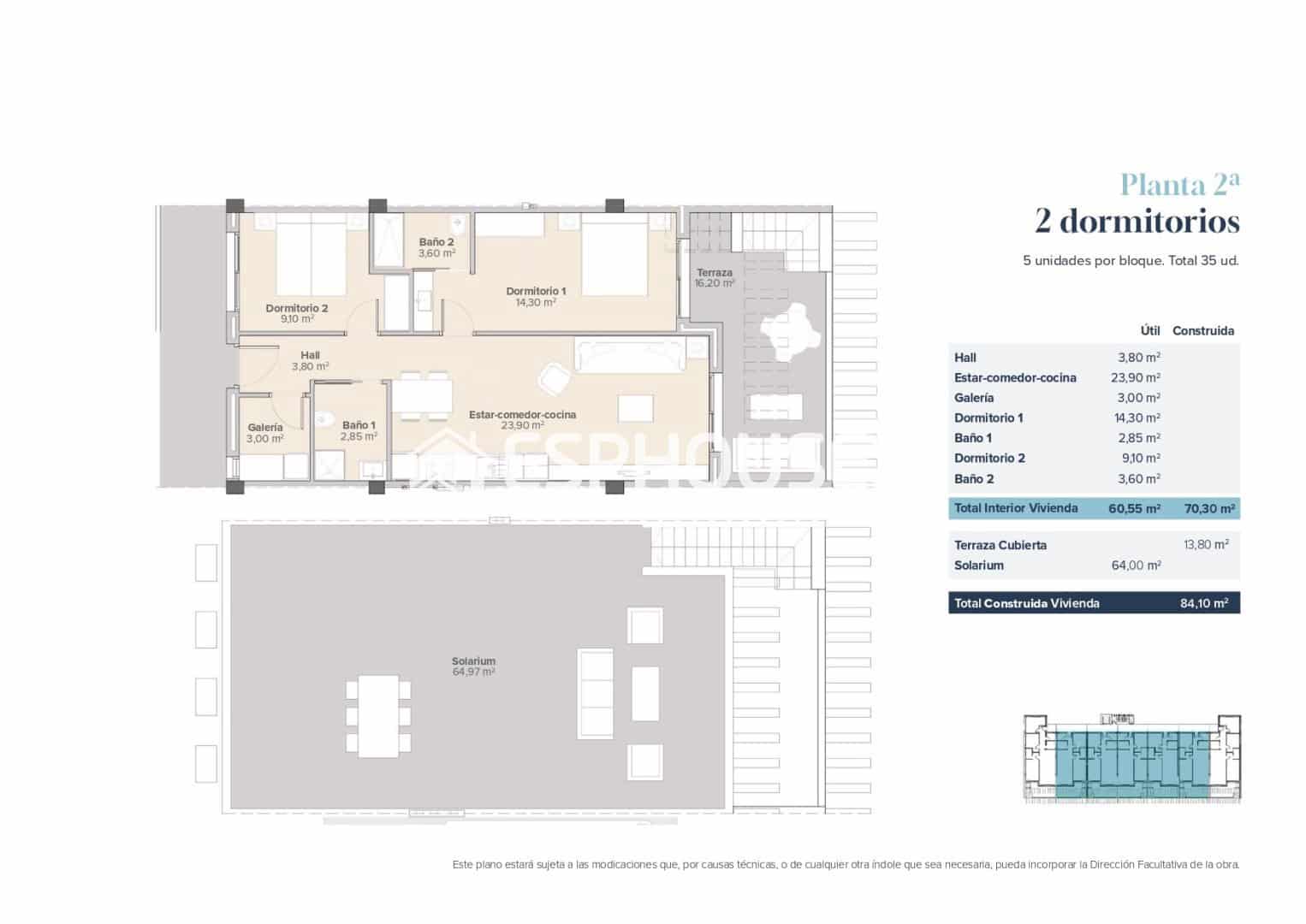 2 sypialnia Penthouse na sprzedaż w Vera z basenem garażem - 264 000 € (Ref: 10009927)