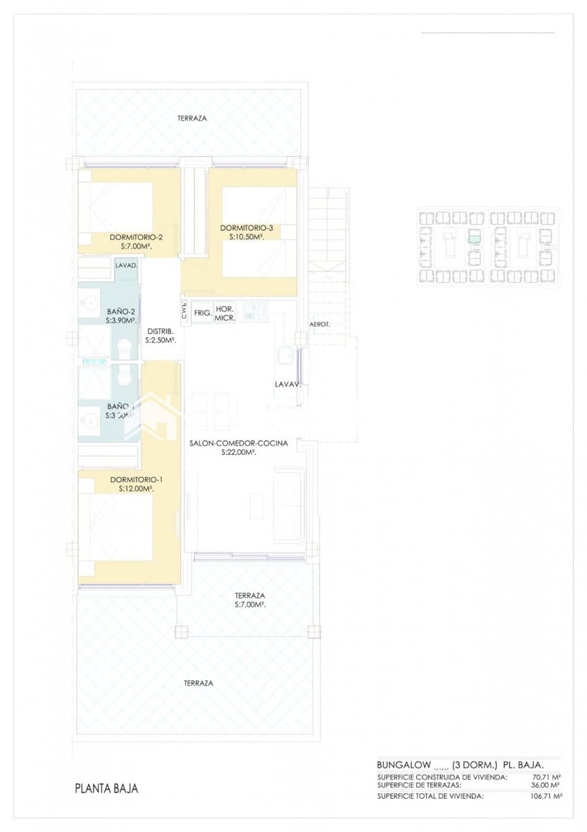 3 camera da letto Bungalow in vendita in Los Balcones con piscina garage - 310.000 € (Rif: 10025296)