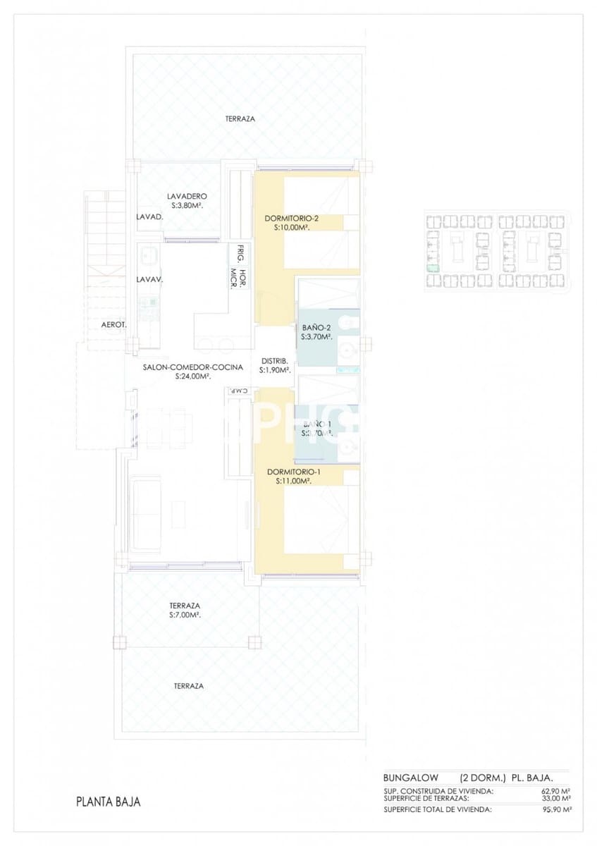 2 chambre Bungalow à vendre à Los Balcones avec piscine garage - 300 000 € (Ref: 10025298)
