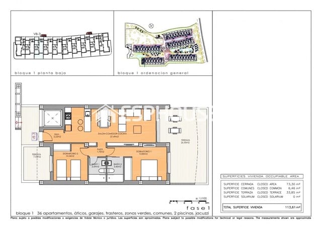 2 quarto Apartamento para venda em Playa Flamenca, Orihuela com piscina garagem - 339 000 € (Ref: 10025305)