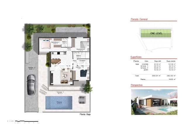 3 bedroom Villa for sale in Baños y Mendigo, Murcia city with pool garage - € 413,400 (Ref: 10025310)