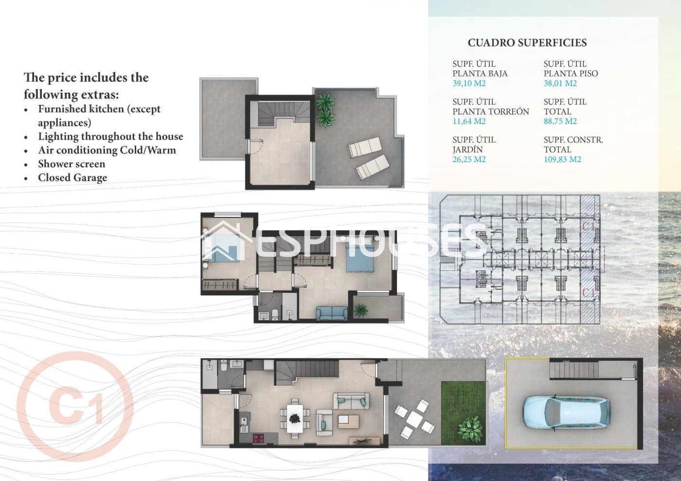 3 bedroom Villa for sale in La Manga del Mar Menor with pool - € 285,631 (Ref: 10025316)