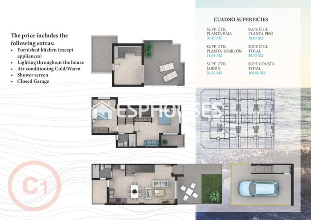 3 bedroom Villa for sale in La Manga del Mar Menor with pool - € 285,631 (Ref: 10025316)