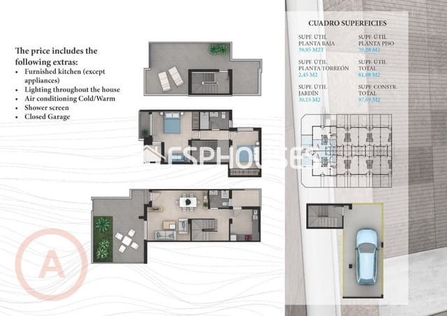 2 sovrum Villa till salu i La Manga del Mar Menor med pool - 260 560 € (Ref: 10025317)