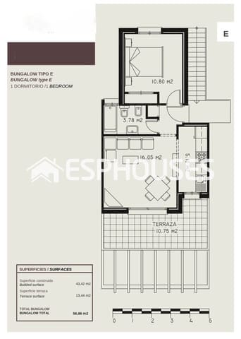 Pareado de 1 habitación en Cometa - Carrió, Calpe / Calp en venta con piscina garaje - 180.000 € (Ref: 10041822)