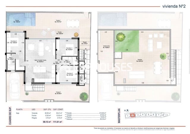 3 soveværelse Semi-Rækkehus til salg i Sucina, Murcia by med swimmingpool garage - € 359.900 (Ref: 10172058)