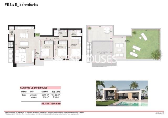 3 soveværelse Villa til salg i Condado de Alhama, Alhama de Murcia med swimmingpool garage - € 369.000 (Ref: 10172059)