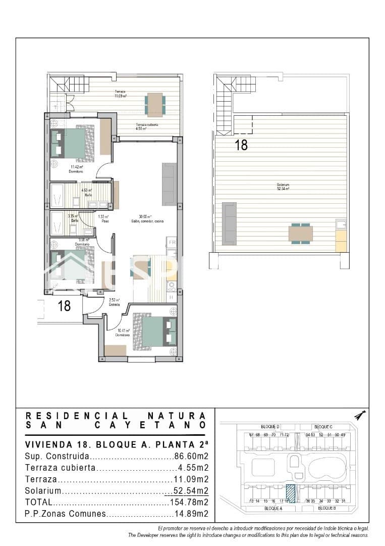 3 sypialnia Penthouse na sprzedaż w San Cayetano z basenem garażem - 296 900 € (Ref: 10172078)