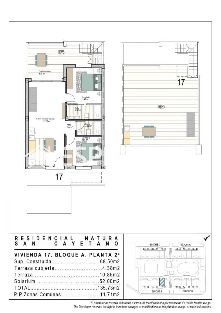2 sypialnia Penthouse na sprzedaż w San Cayetano z basenem garażem - 277 900 € (Ref: 10172079)