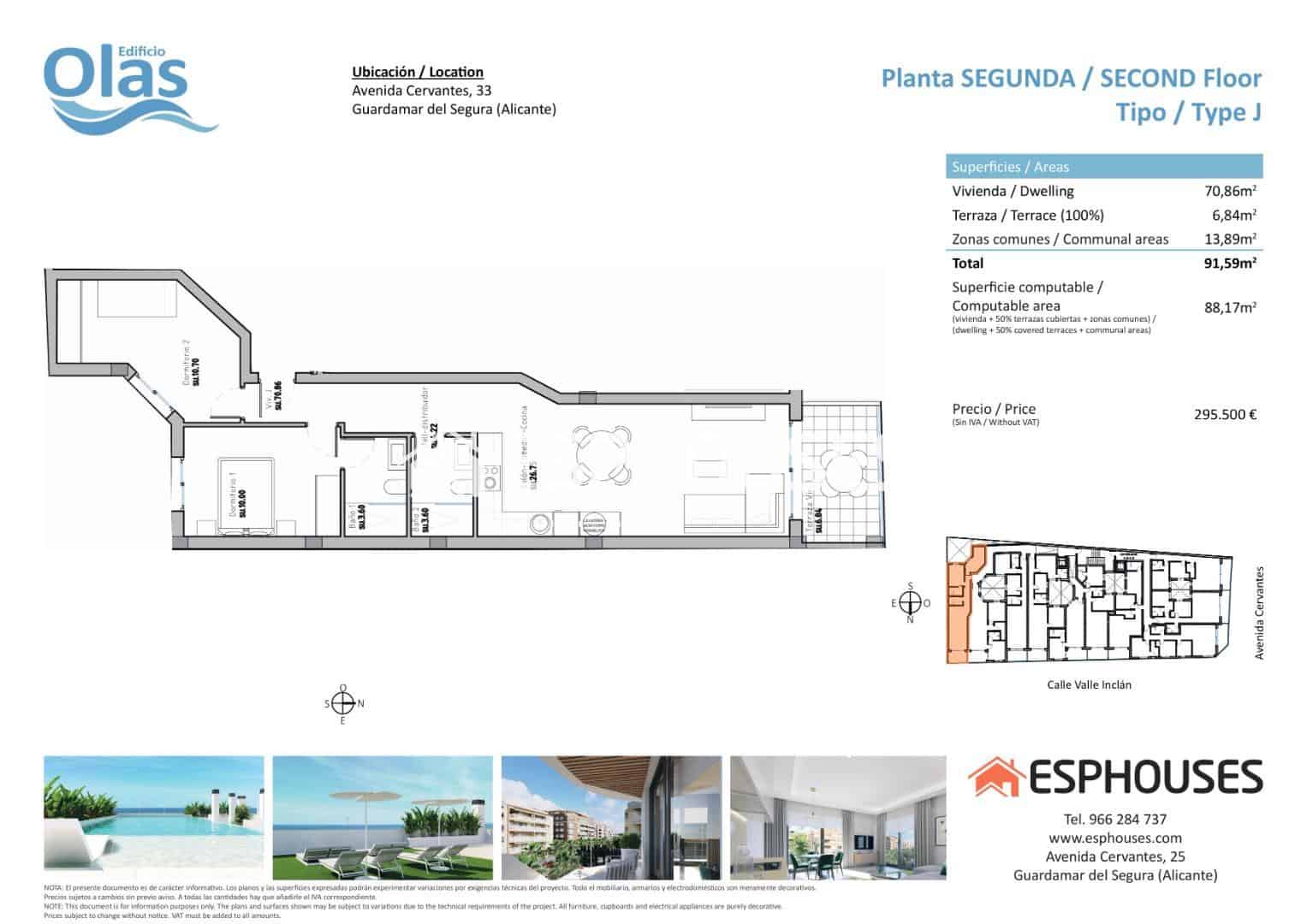 2 sovrum Lägenhet till salu i Guardamar del Segura med pool - 295 500 € (Ref: 7664956)