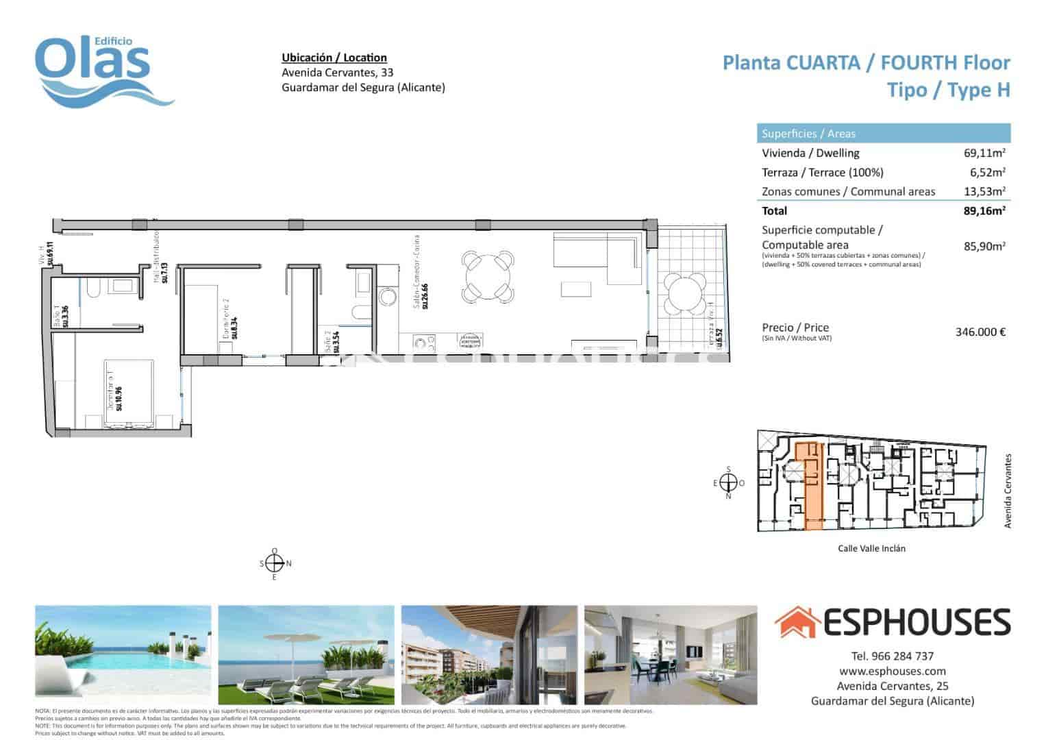 2 sovrum Lägenhet till salu i Guardamar del Segura med pool - 346 000 € (Ref: 7664960)