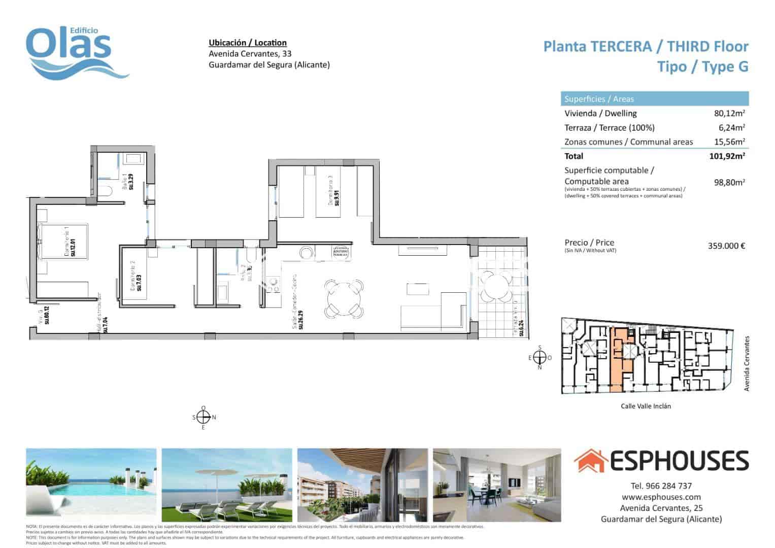 3 sovrum Lägenhet till salu i Guardamar del Segura med pool - 359 000 € (Ref: 7664964)