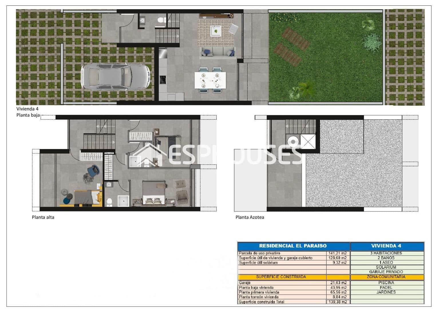 3 soverom Bungalow til salgs i Calpe / Calp med svømmebasseng garasje - € 465 000 (Ref: 8001029)