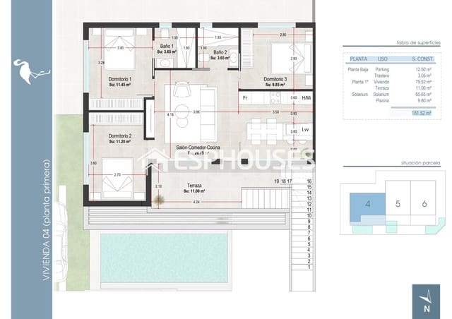 3 Zimmer Apartment zu verkaufen in Santiago de la Ribera, San Javier mit Pool Garage - 520.000 € (Ref: 8258866)