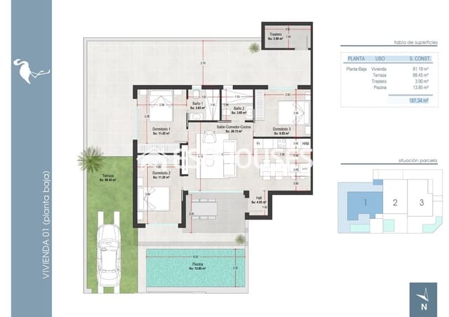 3 sovrum Lägenhet till salu i Santiago de la Ribera, San Javier med pool garage - 420 000 € (Ref: 8258867)