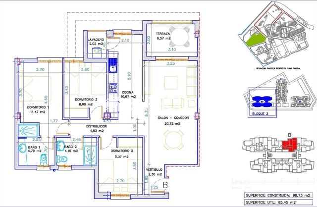 3 makuuhuone Huoneisto myytävänä paikassa Plans - Gasparot, La Villajoyosa / Vila Joiosa mukana uima-altaan 
autotalli - 375 000 € (Ref: 8450877)