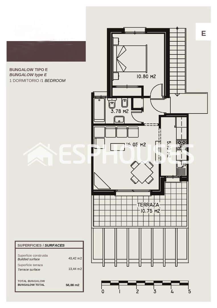 1 soveværelse Bungalow til salg i Calpe / Calp med swimmingpool garage - € 170.000 (Ref: 9444057)