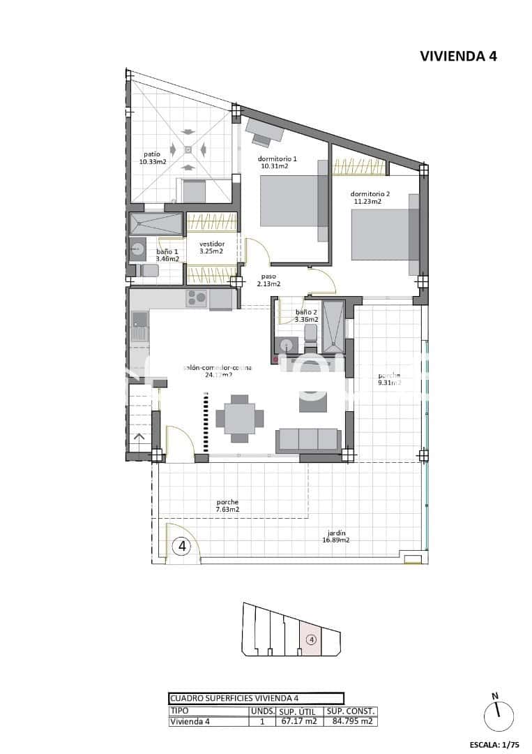 2 makuuhuone Huoneisto myytävänä paikassa Los Cuarteros mukana uima-altaan - 299 950 € (Ref: 9444084)