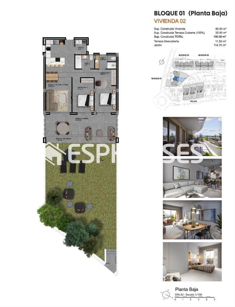 2 sovrum Lägenhet till salu i Finestrat med pool garage - 420 000 € (Ref: 9444090)