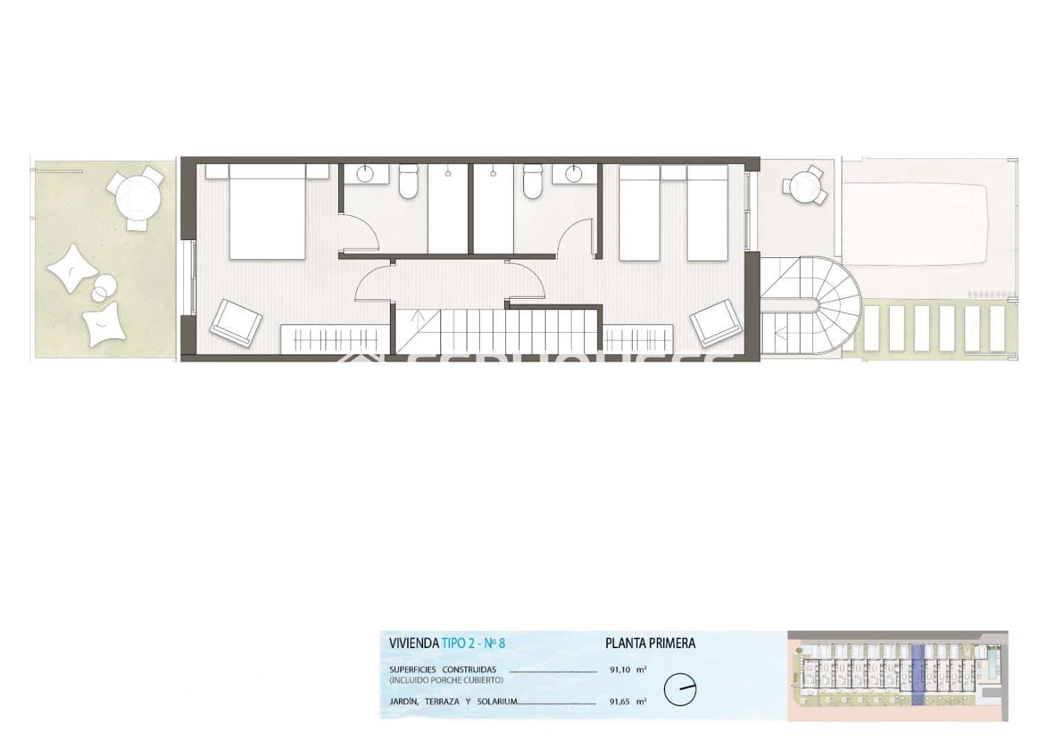 2 slaapkamer Bungalow te koop in Pilar de la Horadada met zwembad garage - € 298.900 (Ref: 9444179)